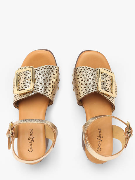 Sandalen Met Hak Sagonne Uit Leder Coco abricot Goud women V3123D ander zicht 3