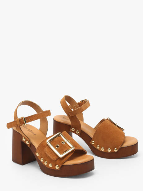 Sandalen Met Hak Sagonne Uit Leder Coco abricot Bruin women V3123C ander zicht 1