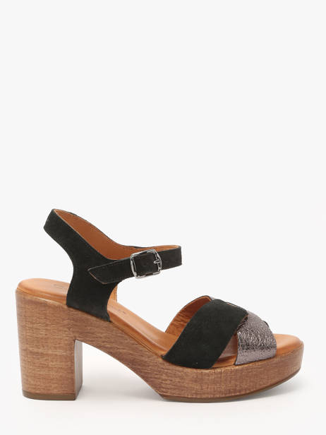 Sandalen Met Hak Musieges Uit Leder Coco abricot Zwart women V3081P