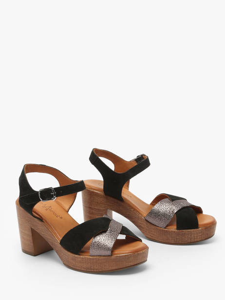 Sandalen Met Hak Musieges Uit Leder Coco abricot Zwart women V3081P ander zicht 1