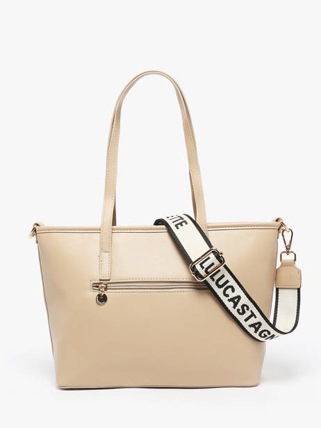 Schoudertas Logo Lulu castagnette Beige logo YZEURE ander zicht 4