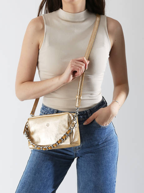 Cross Body Tas Vintage Leder Mila louise Goud vintage 23673X ander zicht 1