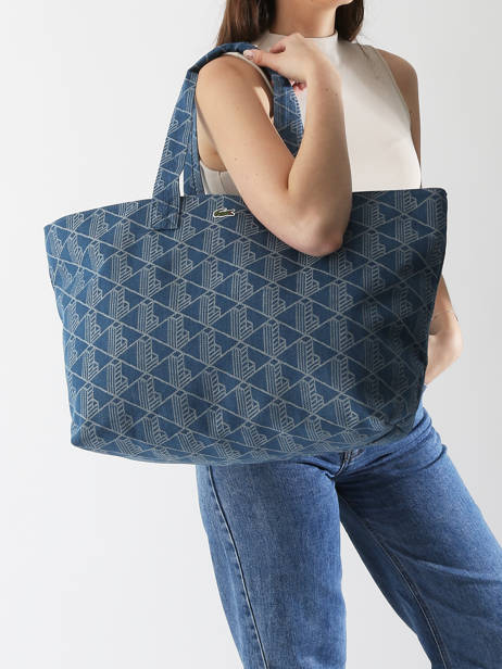 Schoudertas Heritage Jacquard Katoen Lacoste Blauw heritage jacquard NU4994PB ander zicht 1