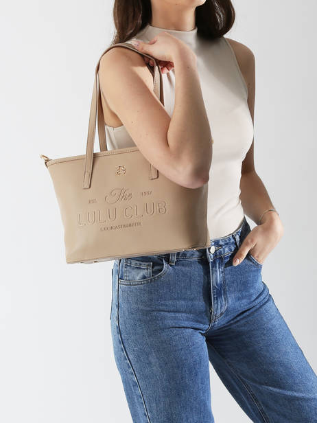Schoudertas Logo Lulu castagnette Beige logo YZEURE ander zicht 1