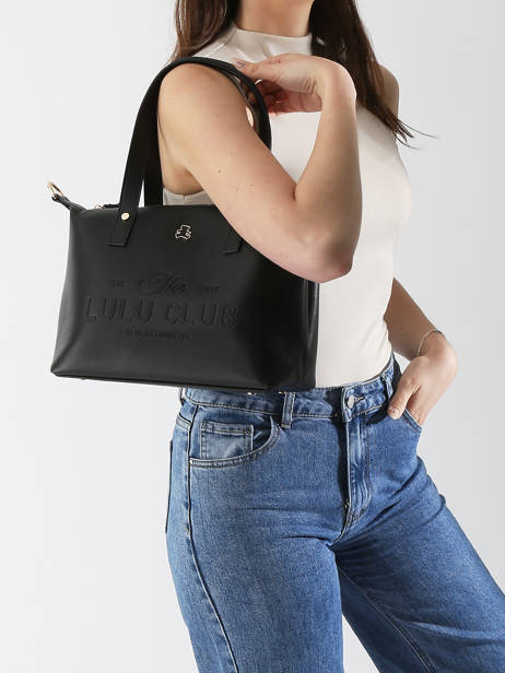 Schoudertas Logo Lulu castagnette Zwart logo YVRAC ander zicht 1