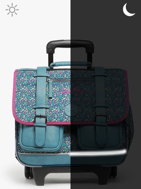 Boekentas Op Wieltjes 2 Compartimenten Cameleon Blauw vintage fantasy PBVGCR38 ander zicht 8