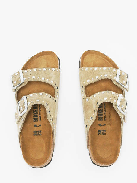 Slippers Arizona Rivet Uit Leder Birkenstock Beige women 1029390 ander zicht 3