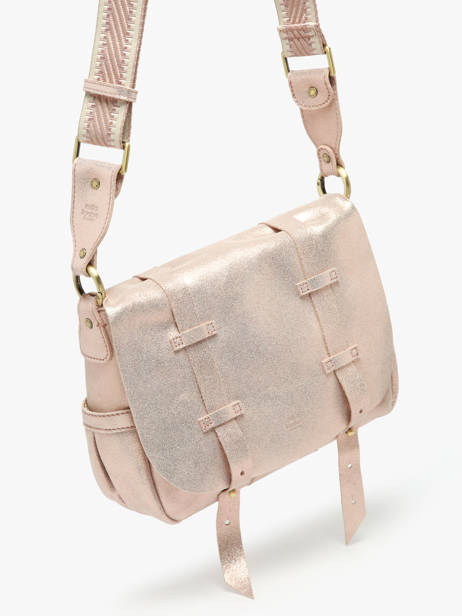 Cross Body Tas Vintage Leder Mila louise Roze vintage 30172X ander zicht 2