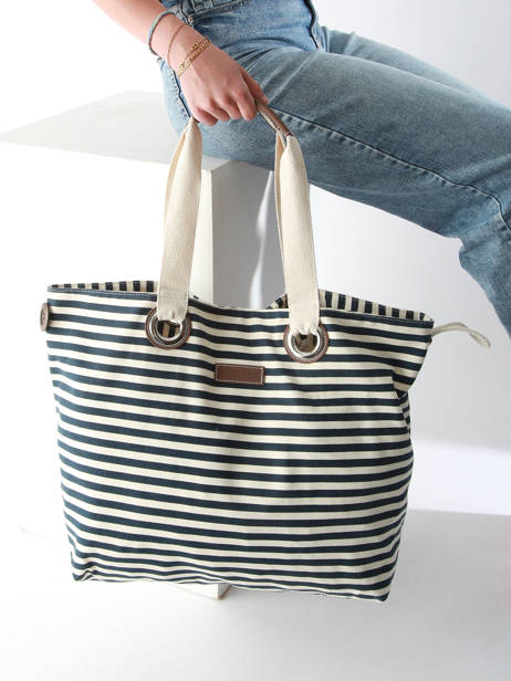 Handtas Mariniere Le voyage en panier Blauw mariniere HC308 ander zicht 1