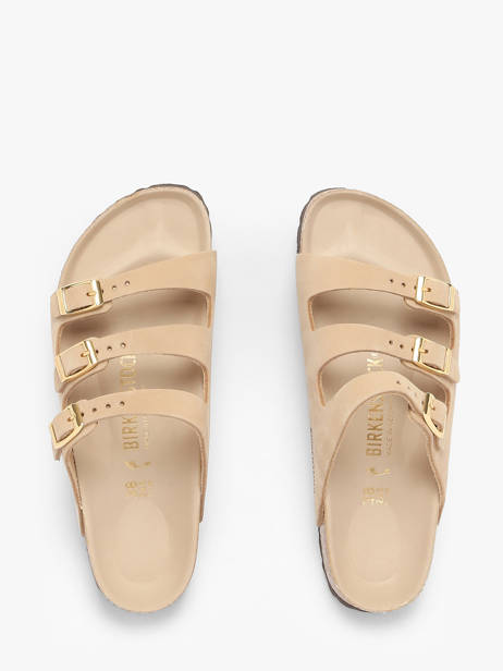 Slippers Florida Uit Leder Birkenstock Beige women 1029480 ander zicht 3