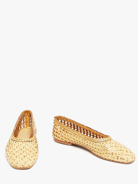 Ballerinas Uit Leder Inuovo Goud accessoires D49006 ander zicht 2