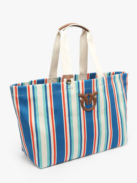 Schoudertassen Logo Shopper Katoen Pinko Blauw logo shopper 4754A2G5 ander zicht 1