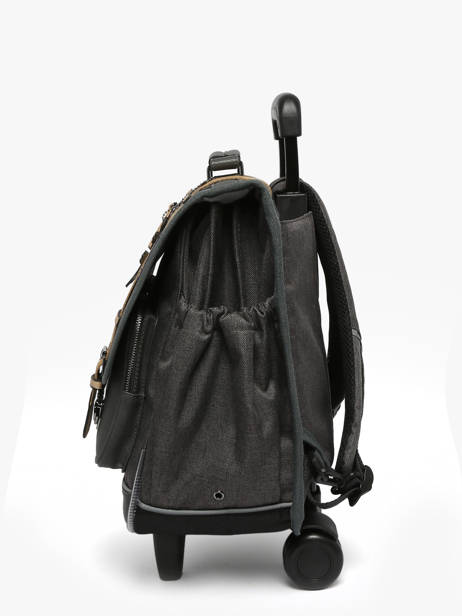 Boekentas Op Wieltjes 3 Compartimenten Cameleon Grijs vintage urban CR41 ander zicht 2