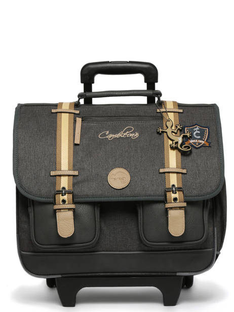 Boekentas Op Wieltjes 3 Compartimenten Cameleon Grijs vintage urban CR41 ander zicht 8