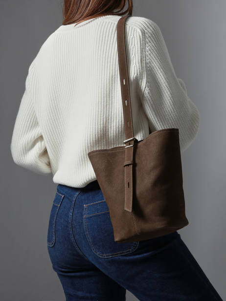 Schouder Tas Rugzak S Cavalier Nubuck Leder Etrier Bruin cavalier nubuck ECAN126S ander zicht 2