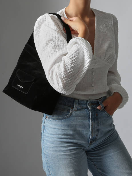 Schoudertas Suedine Kba Lancaster Zwart suedine kba 60 ander zicht 1