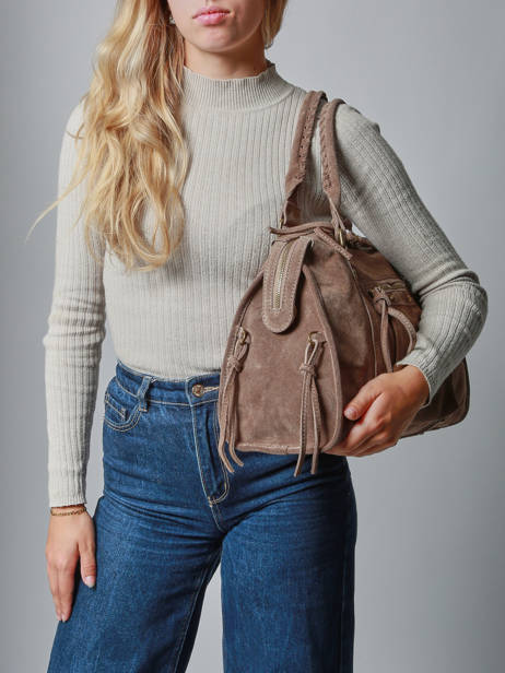 Schoudertas A4 Formaat Velvet Leder Milano Bruin velvet VE24095 ander zicht 1