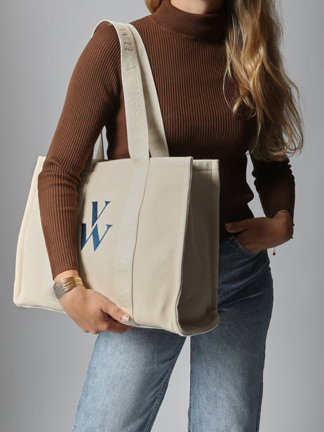 Schoudertas Cabas Katoen Vanessa wu Beige cabas MA0135 ander zicht 1