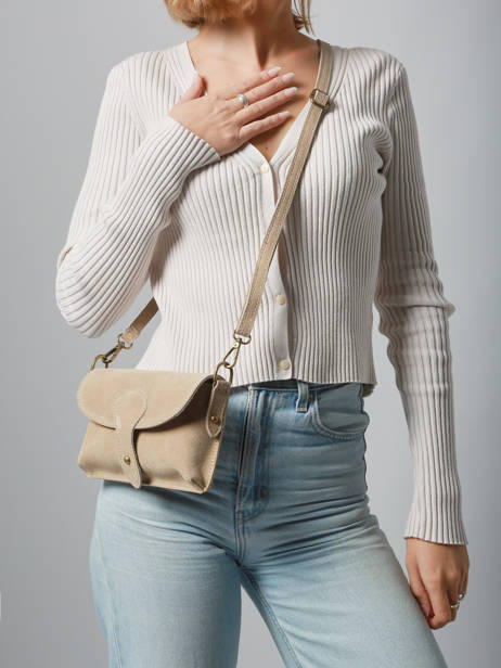 Cross Body Tas Velvet Leder Milano Beige velvet VE260612 ander zicht 1