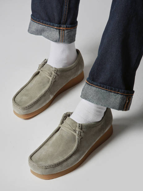 Mocassins Wallabee Uit Leder Clarks Groen men 26183447 ander zicht 2