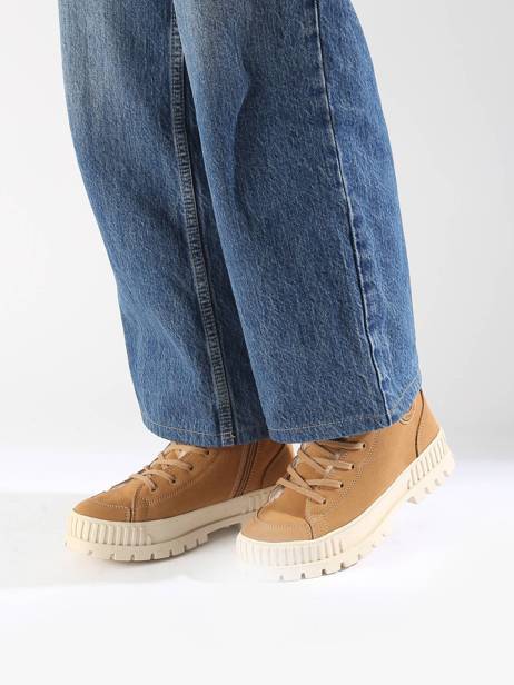 Enkellaarsjes Pallashock Zip Uit Leder Palladium Beige women 74353252 ander zicht 1