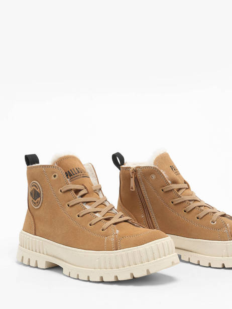 Enkellaarsjes Pallashock Zip Uit Leder Palladium Beige women 74353252 ander zicht 2