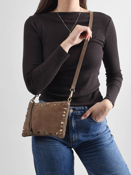 Cross Body Tas Velvet Leder Milano Bruin velvet VE24111O ander zicht 1