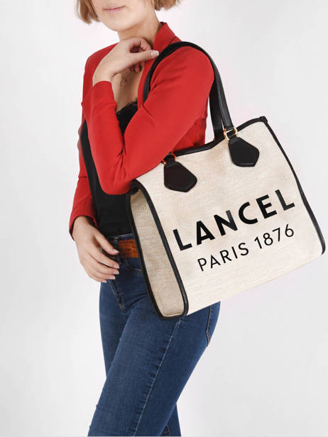 Schoudertas Cabas D'été Jute En Leder Lancel Beige cabas d'ete A10749 ander zicht 1
