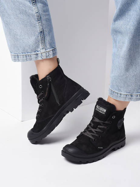Enkellaarsjes Pampa Hi Zip Wl Uit Leder Palladium Zwart women 95982010 ander zicht 2